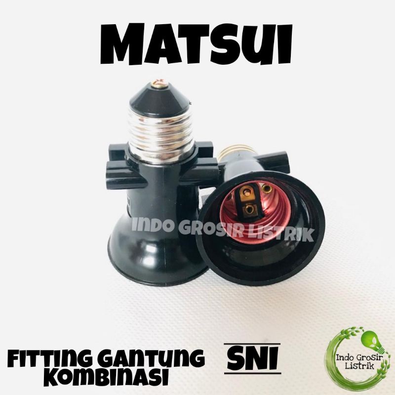 Fitting Gantung Kombinasi Matsui Rumah Lampu e27 Drat Hitam Fitting Lampu e27 Drat Hitam Matsui