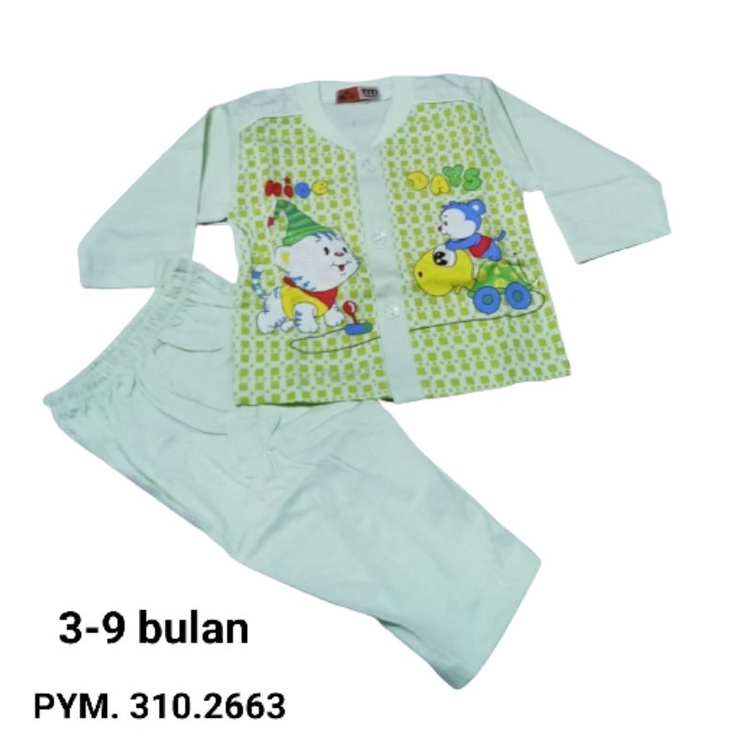 Baju bayi Piyama  /  Pakaian Bayi UNISEX  /  Baju Bayi Panjang   (0 - 6 BLN)