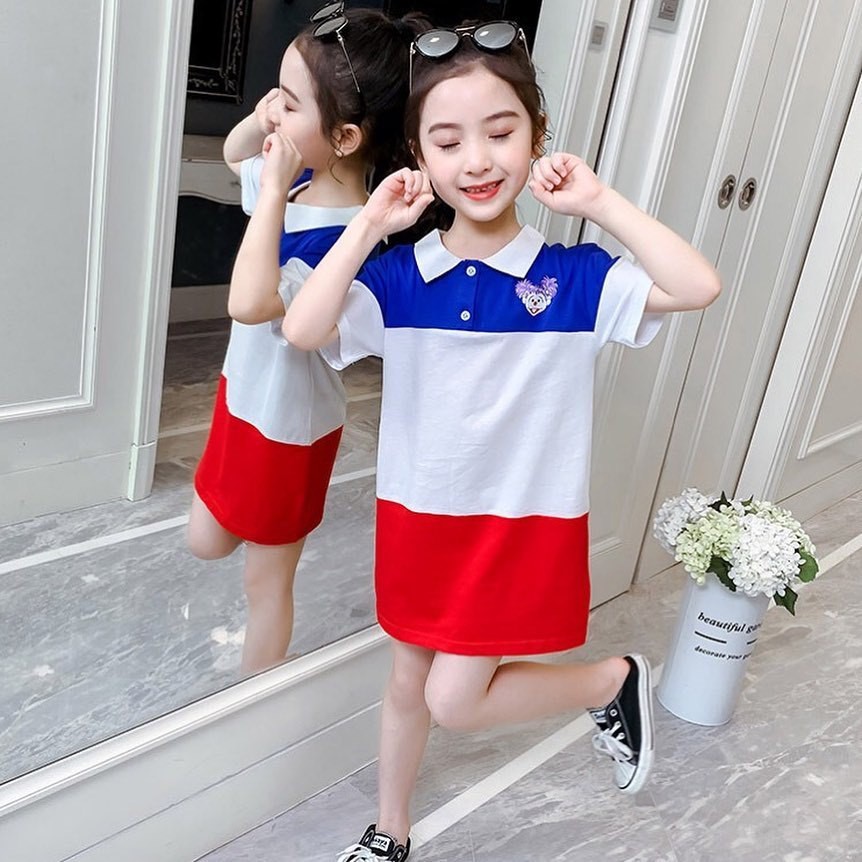 Promo !! Dress anak perempuan gemes import LS Dress polo clown cute sz 3-6thn