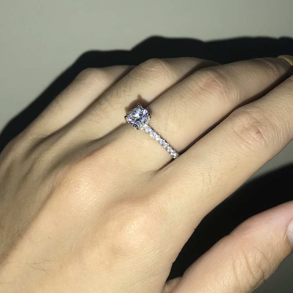 Gaya Korea Sederhana Cincin Baja Titanium Emas Kristal Berlian Perhiasan Wanita Rings