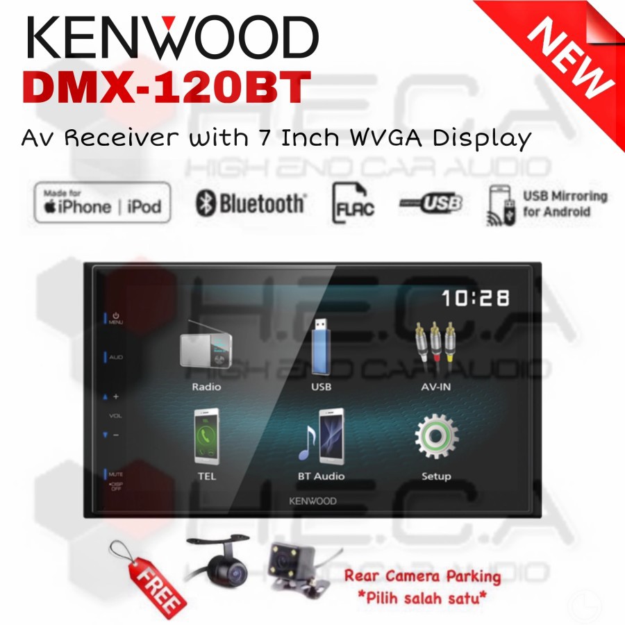 Kenwood DMX-120BT Head Unit Double Din Tape DMX 120BT Bluetooth + Cam