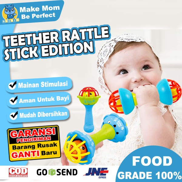 DUMMBLE | Teether Rattle Stick / Mainan Gigitan Bayi Mainan Kerincingan Bayi / BPA FREE