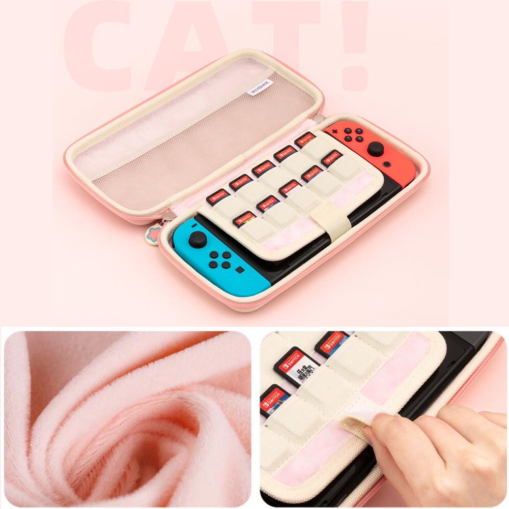 Geekshare Tas Penyimpanan Nintendo Switch Portable Bentuk Telinga Kucing