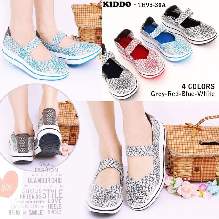 KIDDO WEDGES TH9830A / SEPATU WANITA / SEPATU RAJUT ANYAM KIDDO