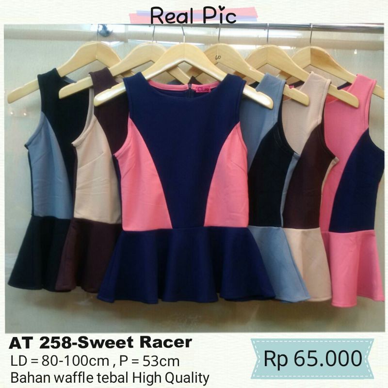 SALE!  BLOUSE SWEET RACER,  BAJU FASHION WANITA MURAH,  ATASAN CEWEK BERKUALITAS