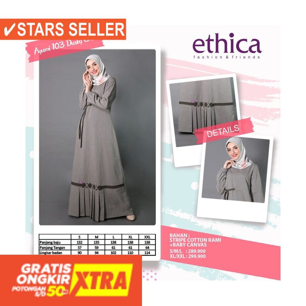 BAJU LEBARAN PAKAIAN MUSLIMAH SYARI BERGO BALOTELI / Gamis Ethica Dewasa Original Ayumi 103