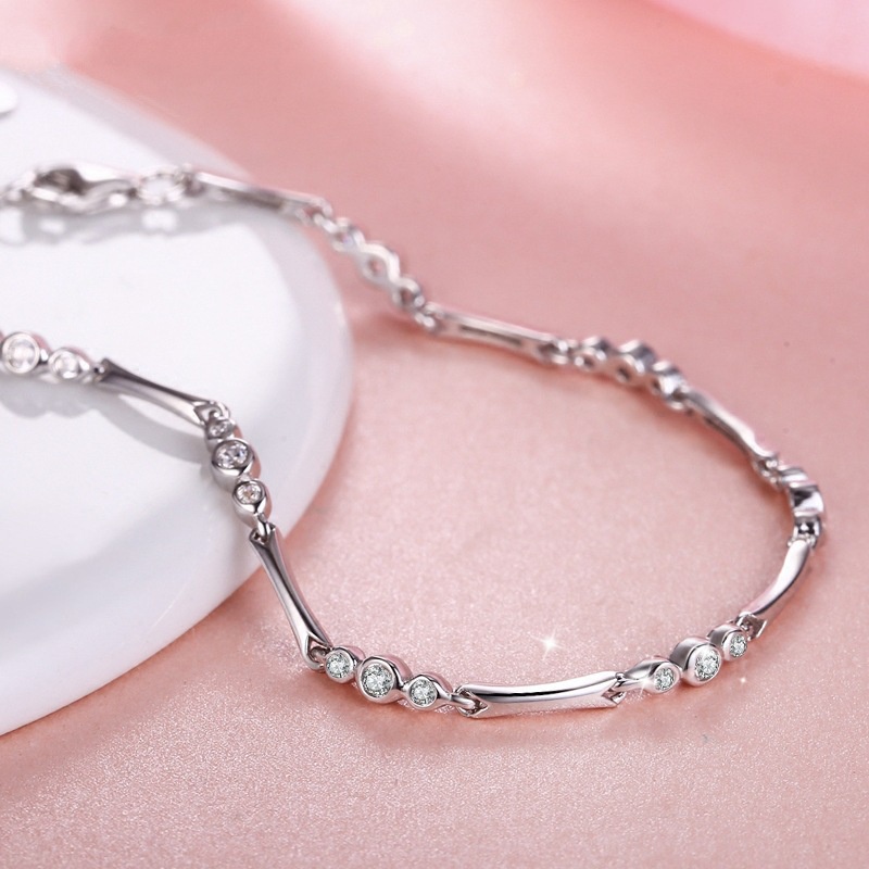 Gelang Bahan Stainless Steel 925 Silver Plated Gaya Korea Untuk Wanita