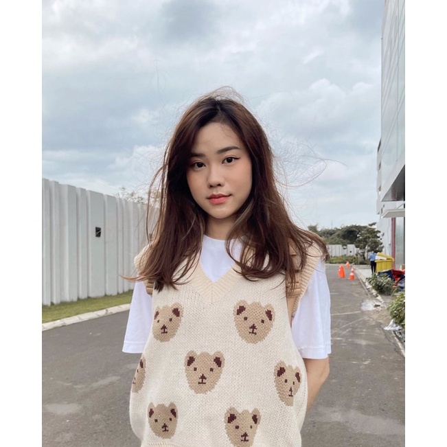 BEAR VEST KNIT IMPORT PREMIUM _rompi korea-rompi rajut-Rajut_komputer