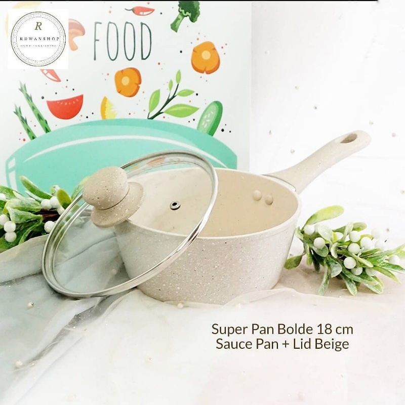 Sauce PAN BOLDE 18 cm + Glass Lid. Panci Wajan Granit Murah