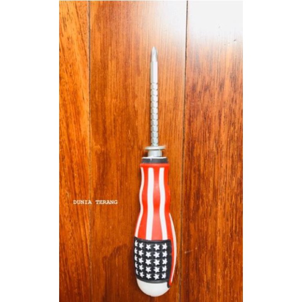 Obeng 2 Mata Bolak-Balik HDT Panjang Pendek / Obeng BB Bendera / 2 Way Screwdriver Adjustable