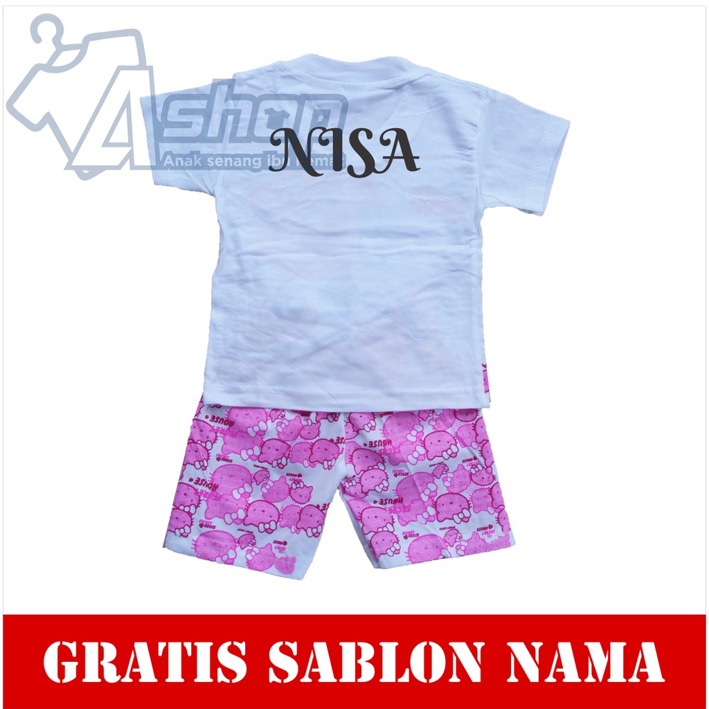 Baju Anak Setelan Hello Kitty Kaos Anak  Perempuan Murah Gratis Custom Nama