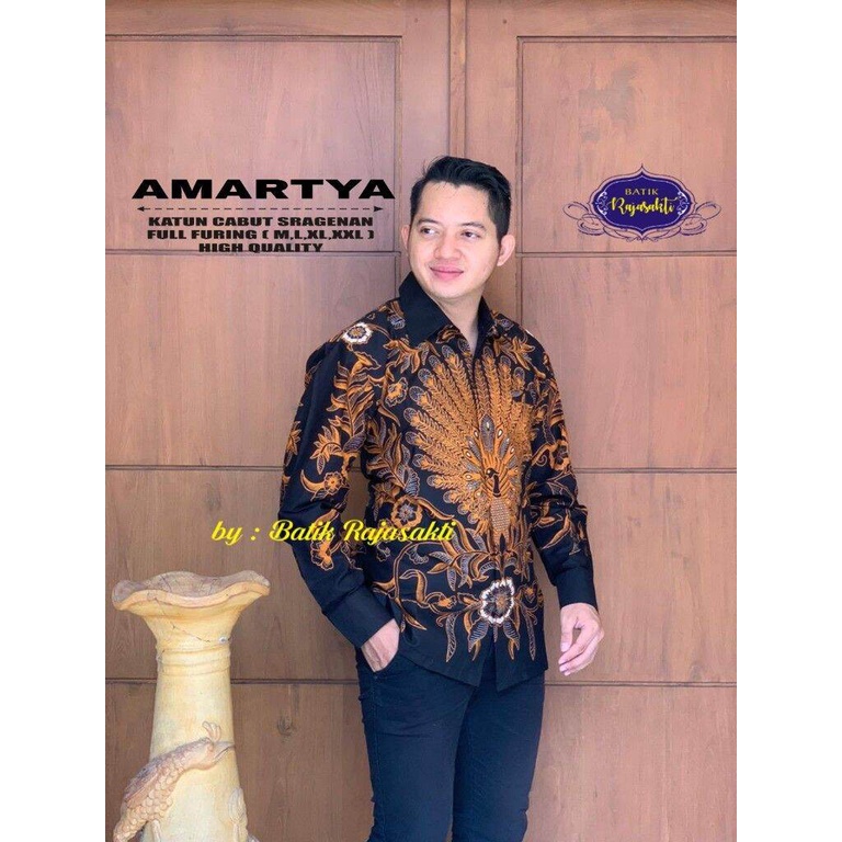 Kemeja batik pria motif merak mekrok baju batik lengan panjang pendek pria batik berfuring terbaru