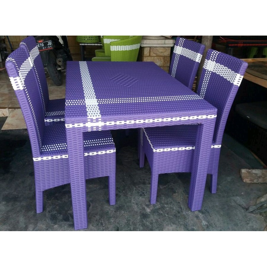MEJA MAKAN ROTAN SINTETIS KURSI 4