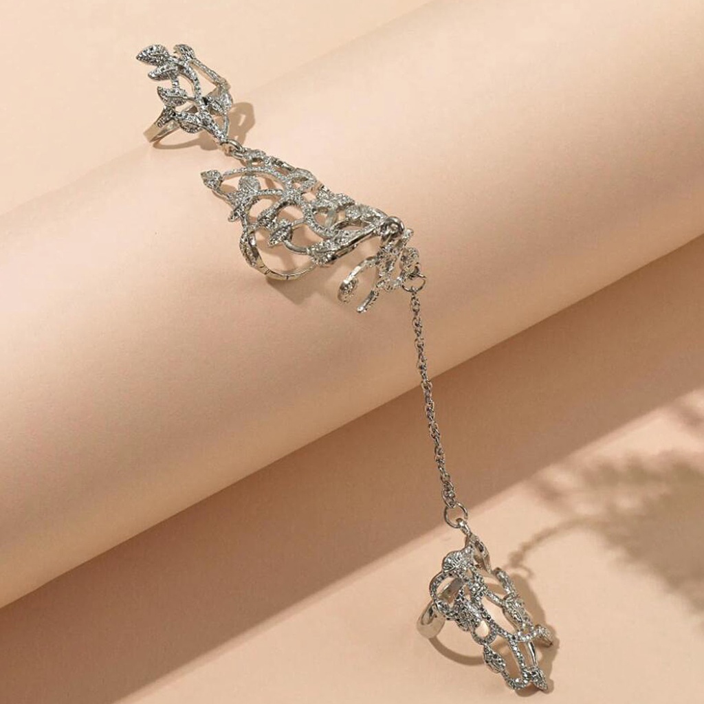 Hu Hu Hu Hu Hu Alat Bantu Pasang Kacamata♡ Cincin Rantai Desain Bunga Hias Berlian Imitasi Anti Alergi Oksidasi Gaya Retro Untuk Hadiah