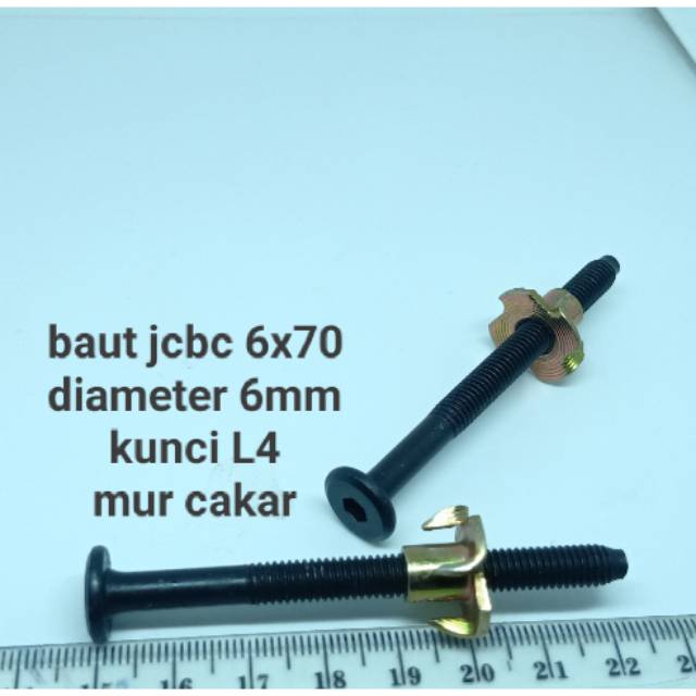 BAUT JCBC 6X70 + MUR CAKAR PANJANG 7CM KUNCI L4 BAUT KAYU KNOCKDOWN