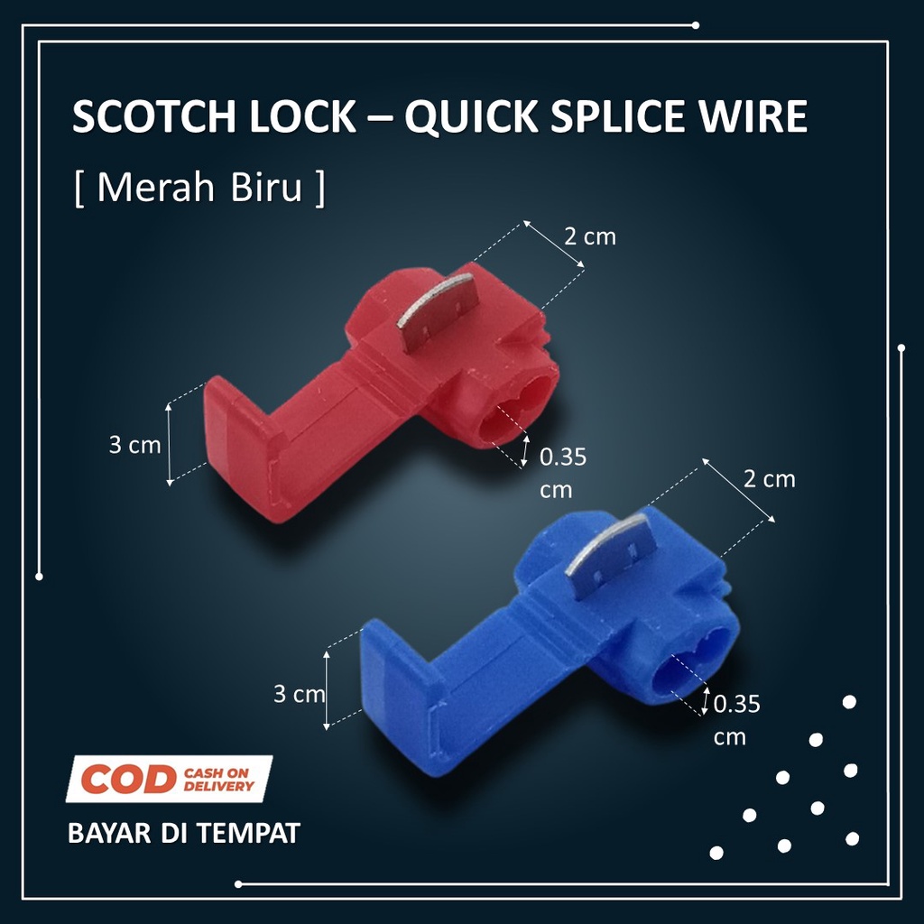 Scotch Loch Merah Biru Konektor Kabel Jumper Simple Quick Splice Wire - 5 Set
