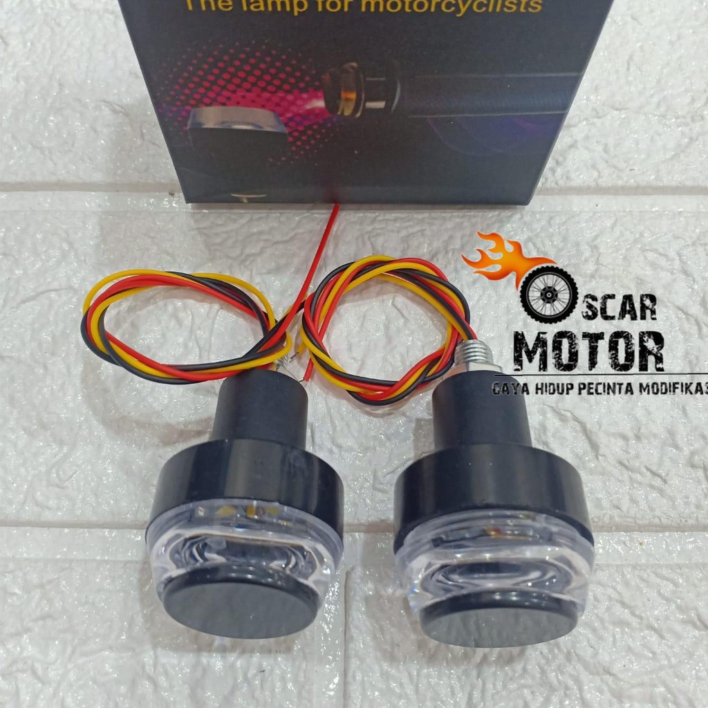 Jalu Stang Motor DRL LED 2 Mode Fungsi Sein Universal Bandul Stang Plus Lampu Sen Motorcycle Bar End motor