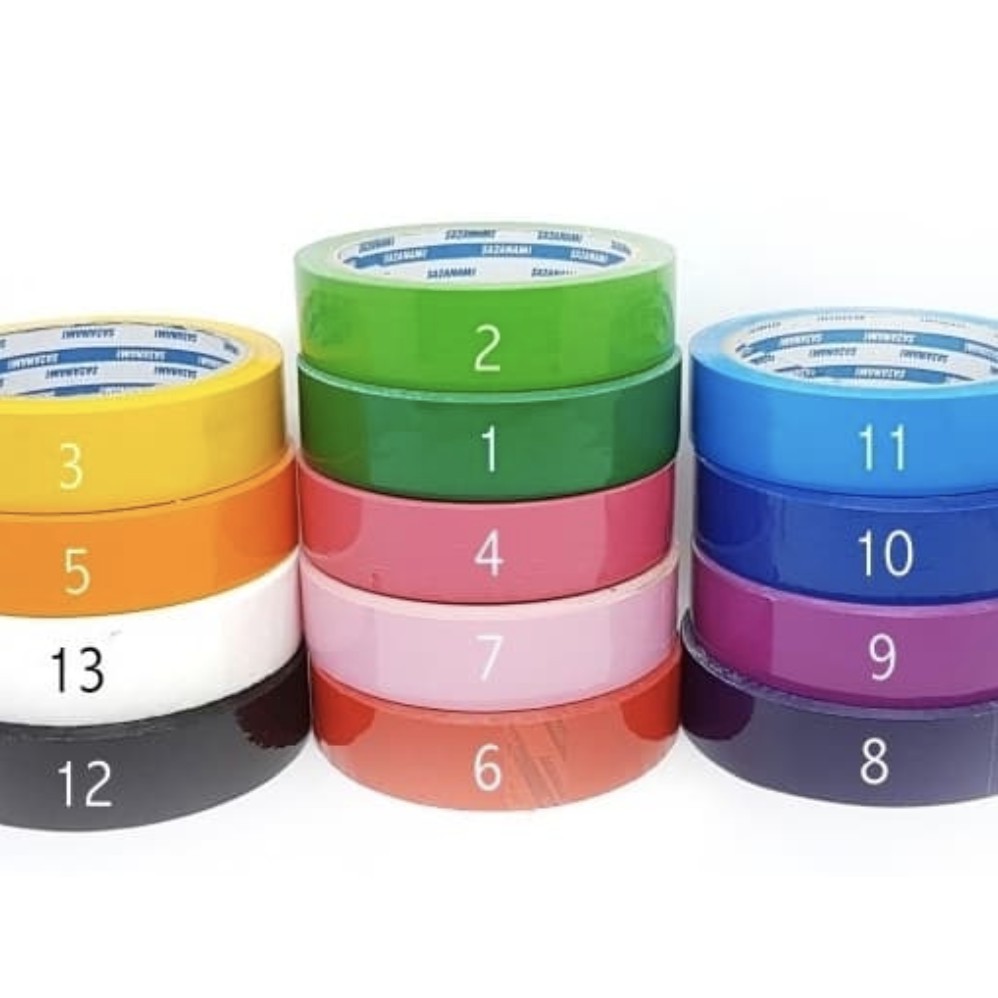 

1 ROLL ISOLASI WARNA 1" INCH 24MM x 50M SAZANAMI LAKBAN SELOTIP WARNA