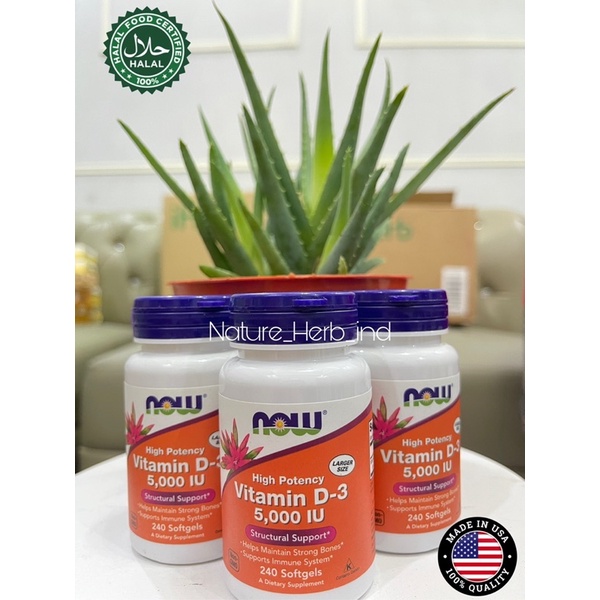 Now Vitamin D3 5000iu 240softgel 100%original