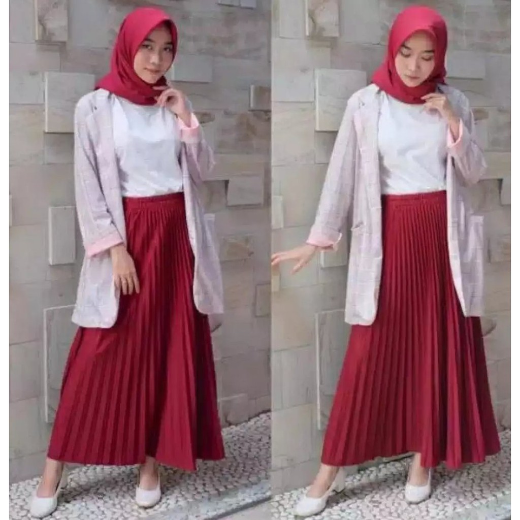 ROK PLISKET PREMIUM - ROK PLISKET PANJANG - ROK WANITA