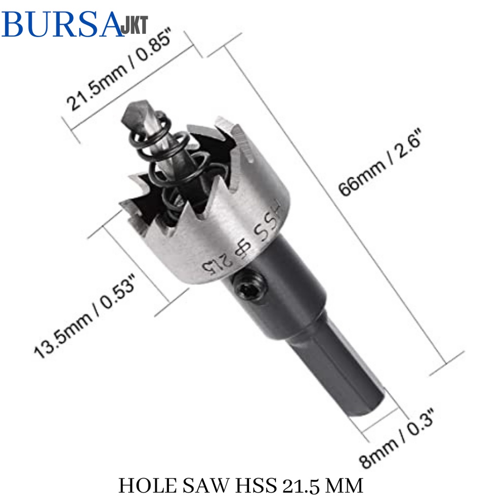 MATA BOR HOLE SAW STAINLESS STEEL PELUBANG BESI PLATE METAL DRILLING LOGAM 21.5 MM