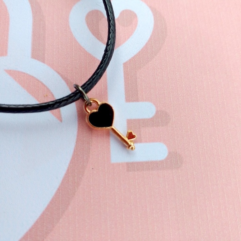 Gelang Couple pasangan liontin kunci dan gembok tali kulit gaya korea-4