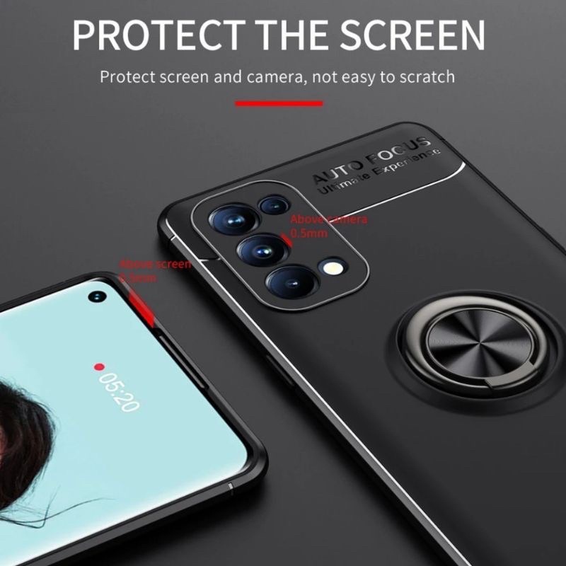 Soft Case Oppo A74 5G Invisible Ring Stand Autofocus Oppo A74 5G Soft Case Autofocus Ring Oppo A74 5