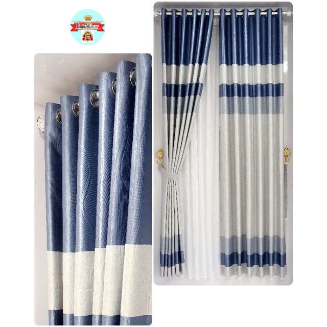 Gorden Jendela Pintu Minimalis Salur Dasar Kain Blackout Embos Import 100% Super Tebal Mewah Anti Tembus Sinar Cahaya Model Ring 12 Semokring Polos