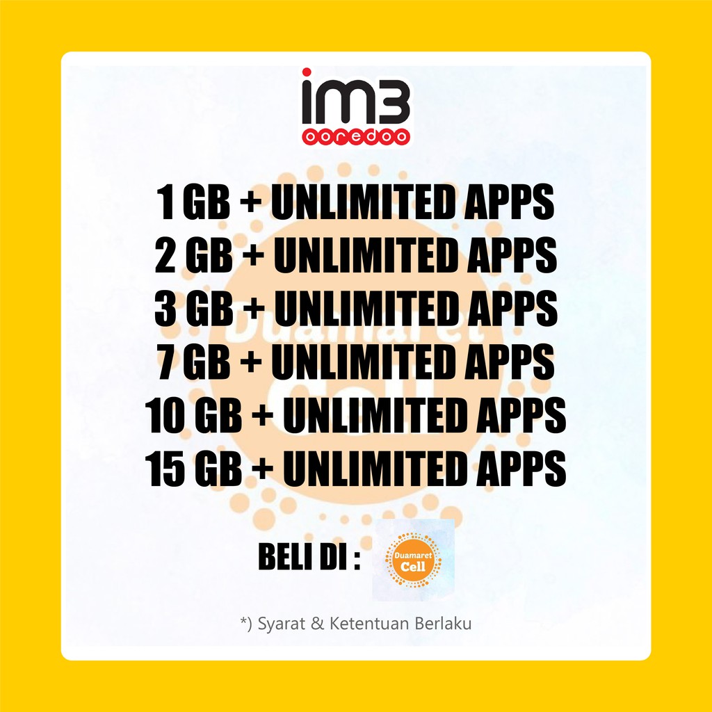[MURAH] Indosat Data Kuota Unlimited, Freedom Combo, Mini, IM3 Mentari