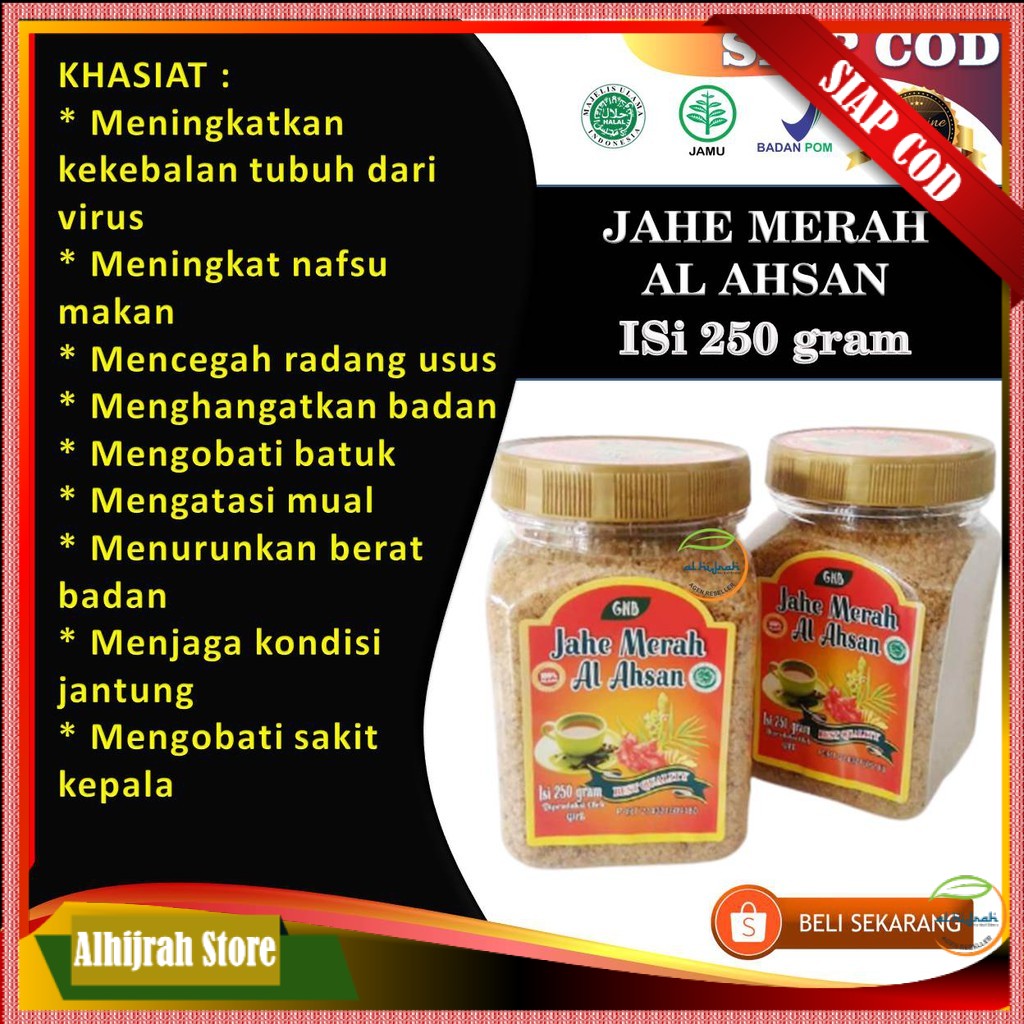 

Jahe Merah Super al ahsan Jahe Merah Bubuk Jahe Merah Instan Original Premium Quality