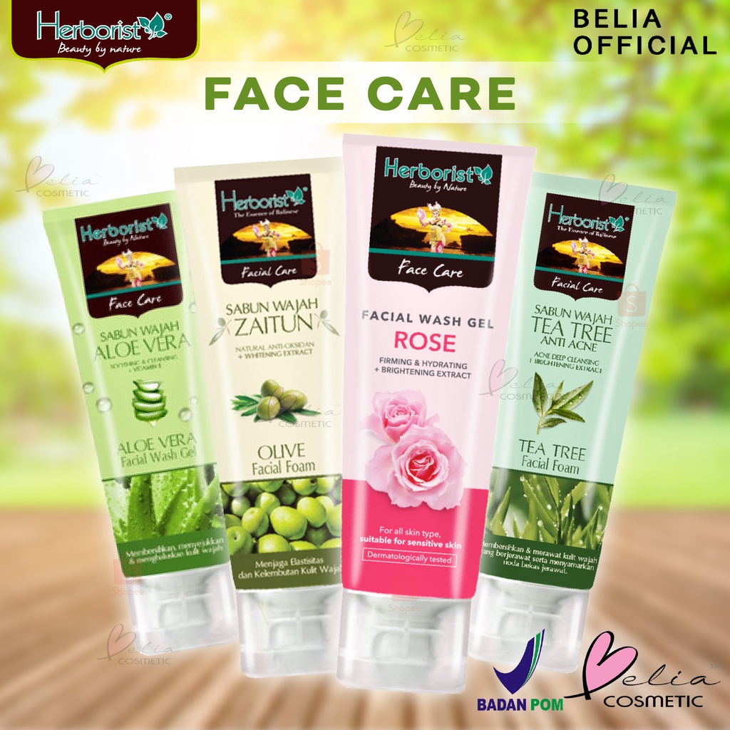 ❤ BELIA ❤ HERBORIST Facial Wash | HERBORIST Facial Gel | Herborist Sabun Wajah | Pembersih Wajah | OLIVE ZAITUN | TEA TREE | ROSE | ALOE VERA | BPOM