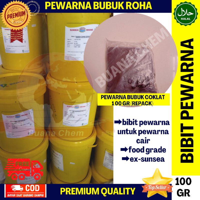 

Pewarna Makanan Bubuk Coklat 100 GR / Pewarna Makanan Coklat / Bibit Pewarna Cair