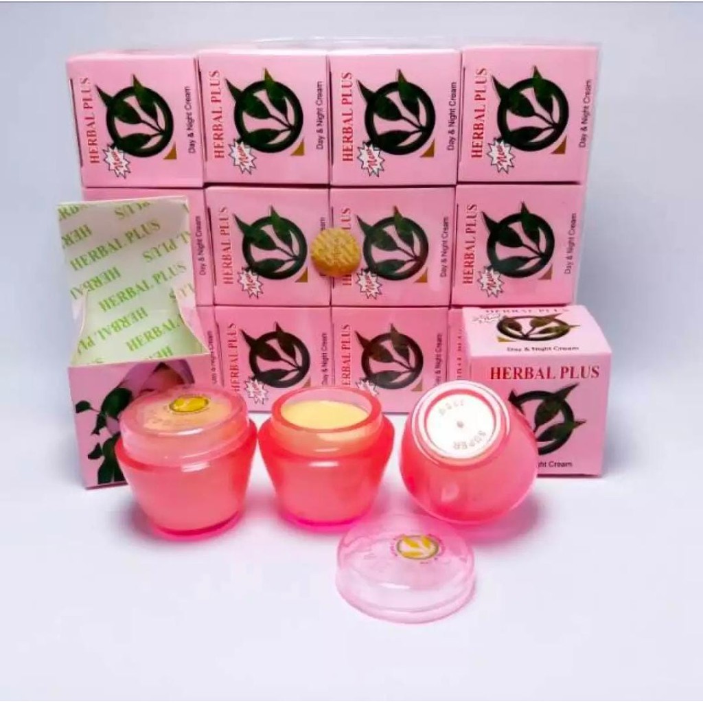 (Lusinan)Herbal Plus Day& Night Cream Original/Krim Pelembab Wajah Siang&Malam Asli Original 20gr
