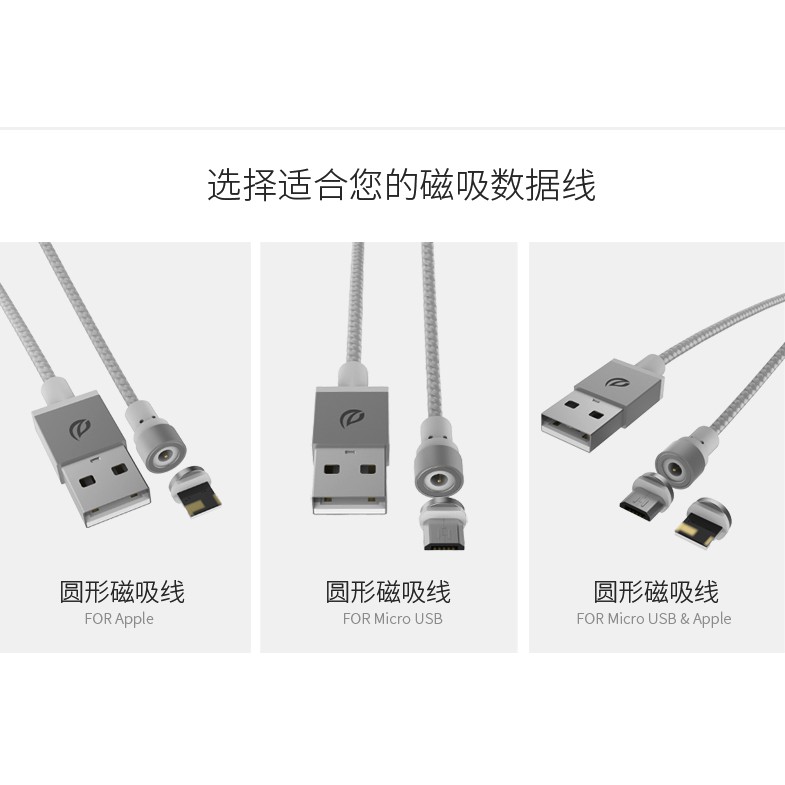 Original WSKEN X-Cable 3 in 1 (Micro USB Lightning USB Type C) - Circular Round Magnetic Charging