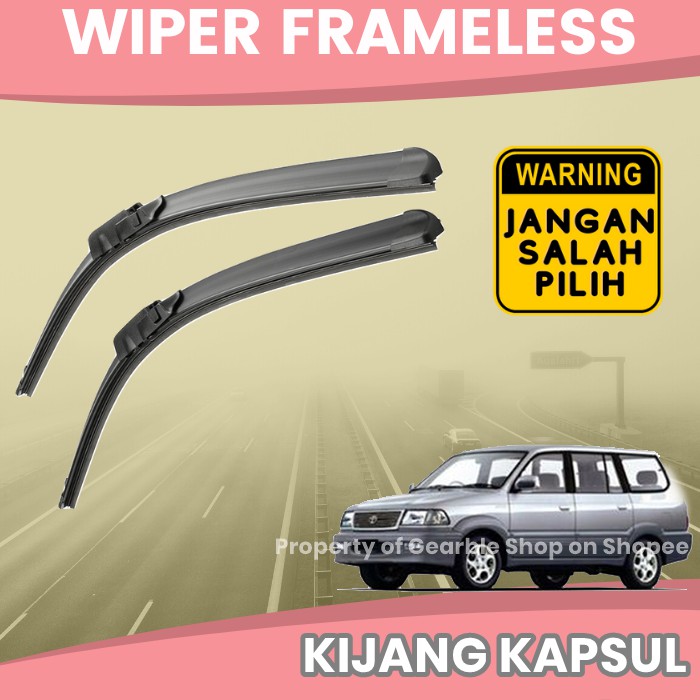 WIPER MOBIL KIJANG KAPSUL WIPER DEPAN KIJANG KOTAK KARET WIPER KACA MOBIL FRAMELESS SEPASANG 1 SET