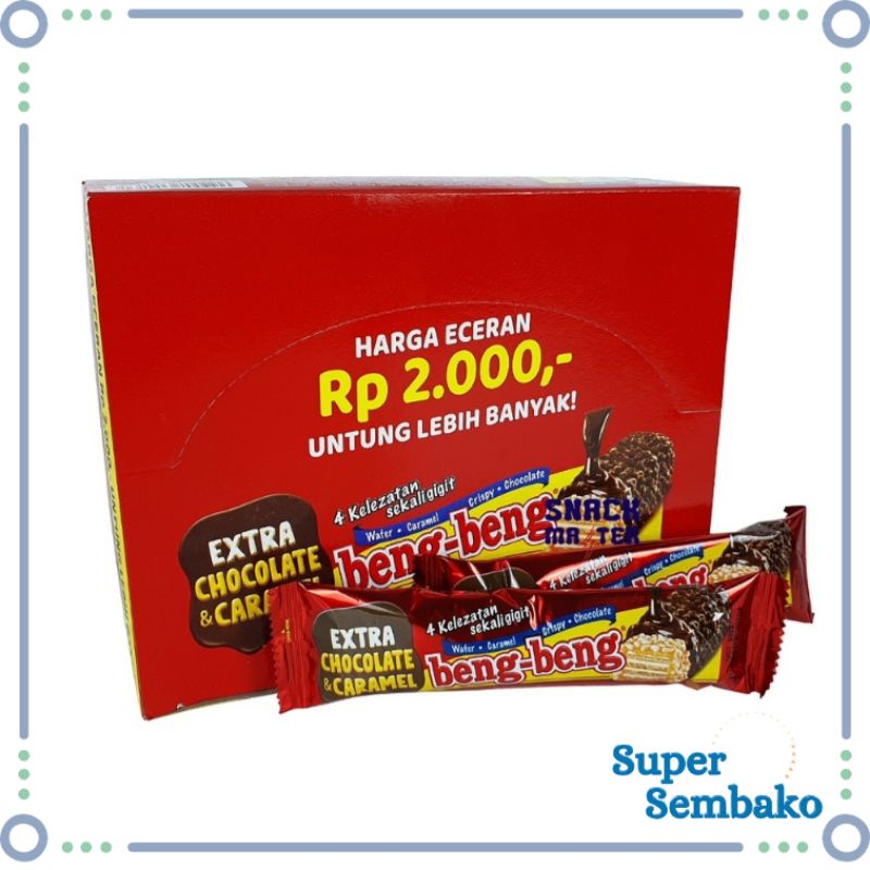 SNACK WAFER BENG BENG COKLAT KEMASAN BESAR 25gr BOX ISI 17 PCS