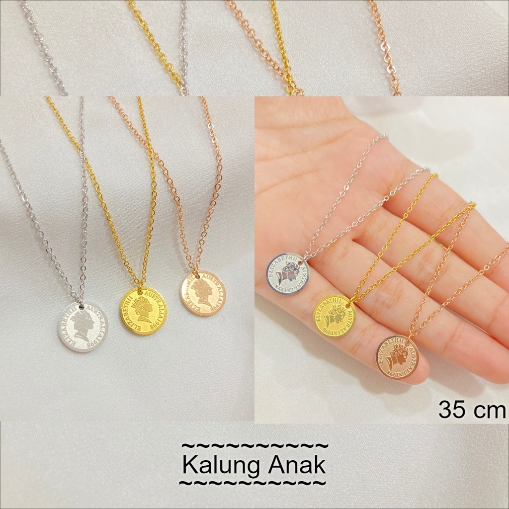 Kalung Anak Titanium Simple Rantai Nori Koin Fashion Korean Style Aksesoris Perhiasan Anak Perempuan