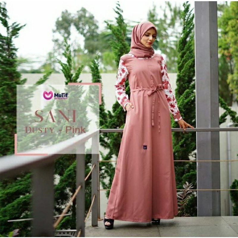 Mutif MV 26 Sani Dusty Pink - Mutif Sani Orange - Baju Muslim Gamis Premium Casual Ori Terbaru