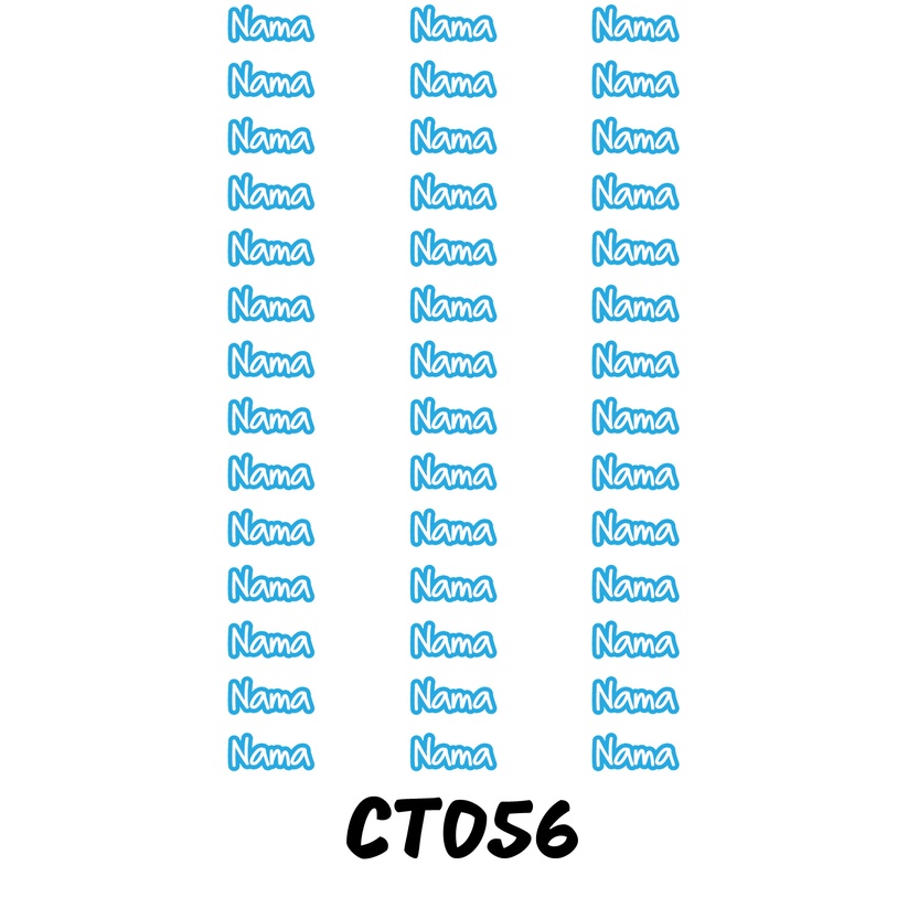 

Sticker Nama Cutting Label Waterproof Tahan Air Text 56 (CT056)