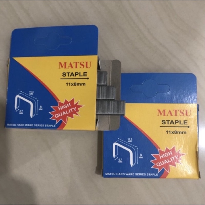 

MATSU 8mm 1000pcs Staples F1008 8mm isi 1000pcs anak hekter tembak matsu 8mm isi 1000pcs Isian hekter tembak 8mm