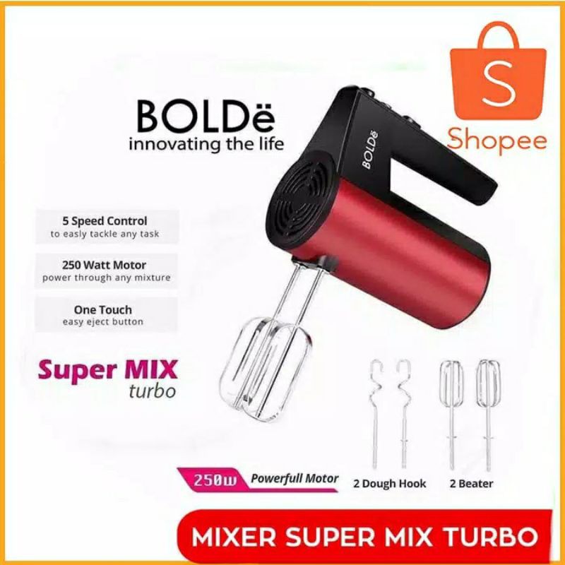 MIXER KUE MURAH BOLDE SUPER MIX HAND MIXER MIKSER KUE ROTI MINI PENGADUK ADONAN MIXER TURBO MURAH
