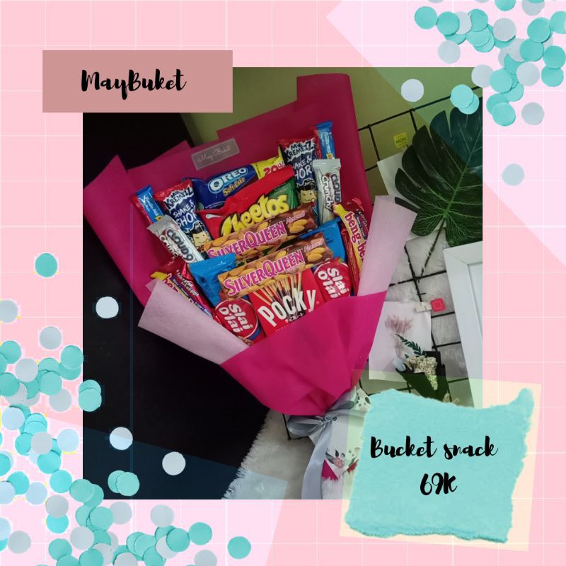 

(READY STOCK) BUKET SNACK BUCKET BOUQUET HADIAH KADO WISUDA SIDANG ANNIVERSARY VALENTINE BIRTHDAY