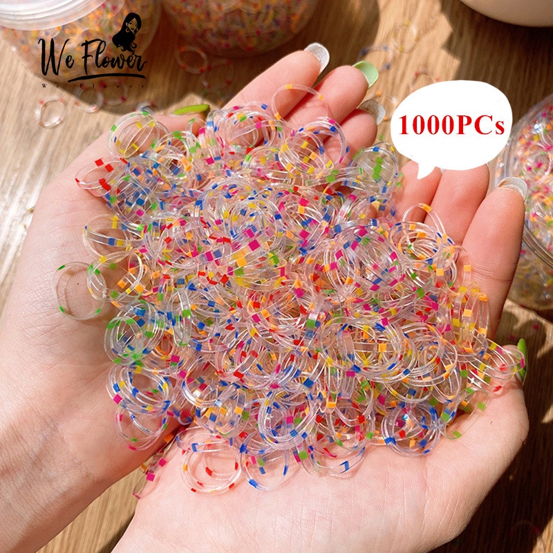 We Flower 1000PCs/bag Disposable Small Hair Bands for Kids Baby Girls High Elastic Rubber Band Hair Ties