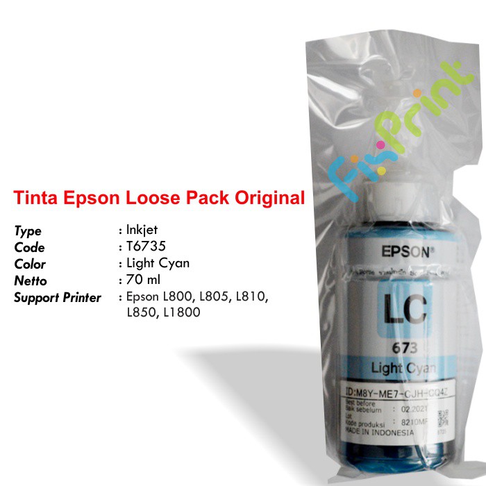 Tinta Original Epson 673 T6731 T6732 T6733 T6734 T6735 T6736 Refill Printer L800 L805 L850 L1800 Ori