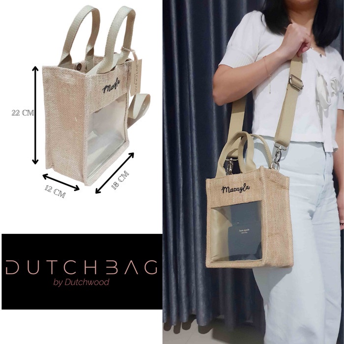 Tas Selempang Goni Tas Selempang Burlap Jute Bag Seethrough bag Kancing Magnet Terbaru Best Seller T