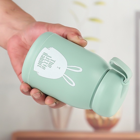 Botol Minum Kaca Bening Kelinci Imut 330ml BTL-NICE