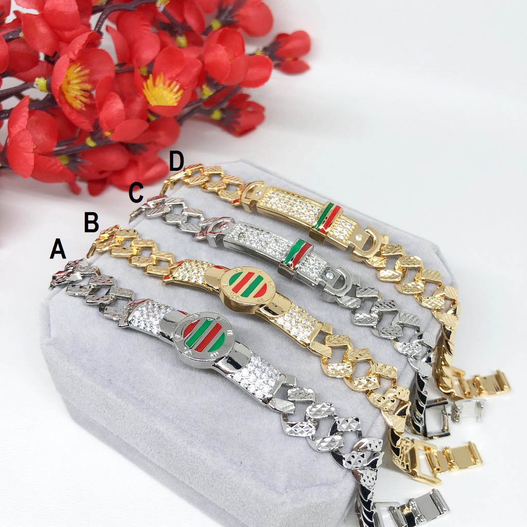 Gelang Rantai Arsir Silang Gold Silver Xuping Warna Lapis Emas - BB356