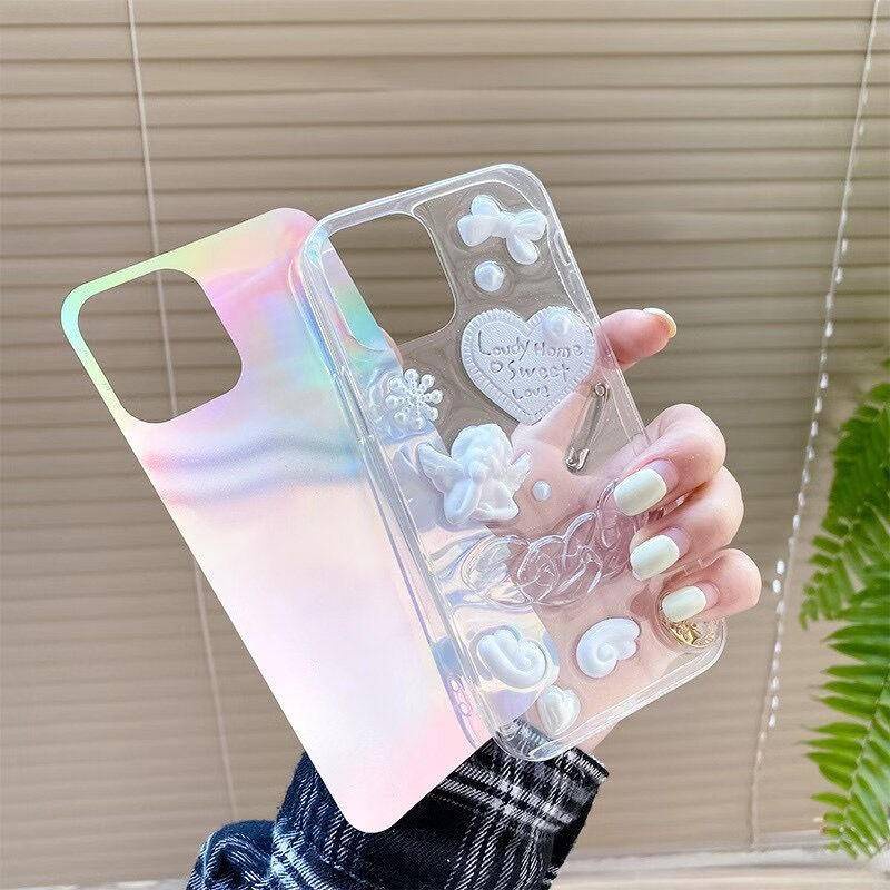 Case Transparan Motif love angel Untuk iPhone 13 12 11 Pro MAX Mini X XS MAX XR SE 2022 2020 7 8 Plus