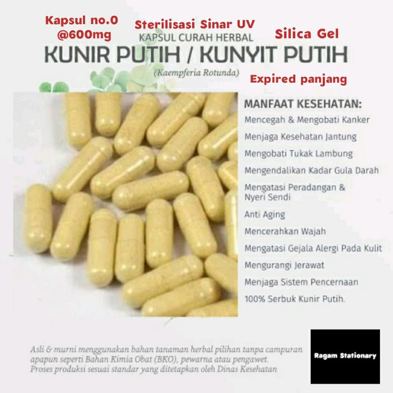 Jual Kapsul Bubuk Kunyit Kunir Putih Herbal Jamu Obat Curah 100 Butir Shopee Indonesia 8687