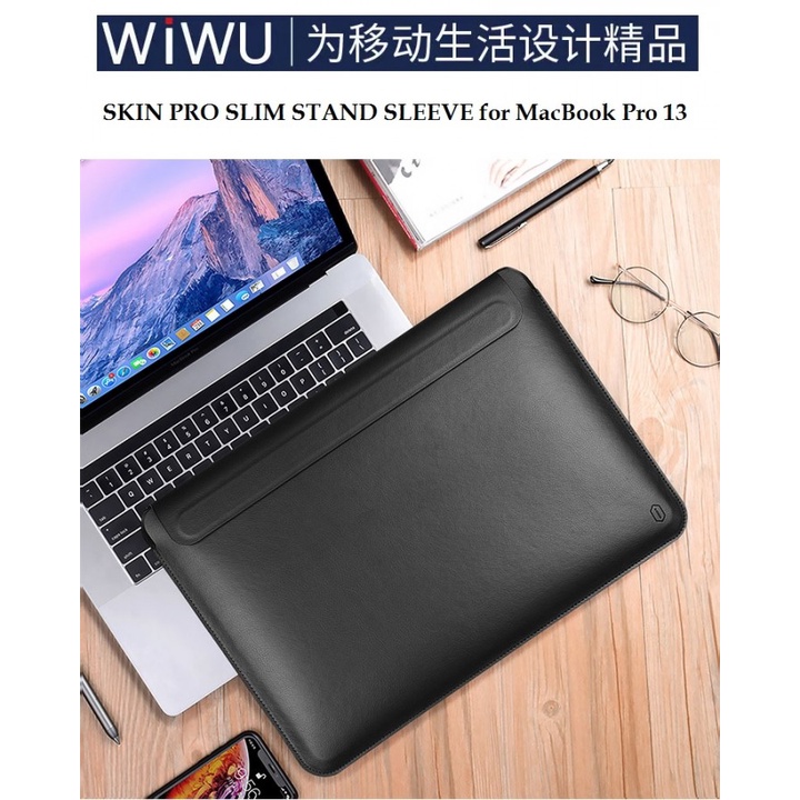 WIWU SKIN PRO Slim Stand Sleeve MacBook Pro 13 - Sarung dengan Stand